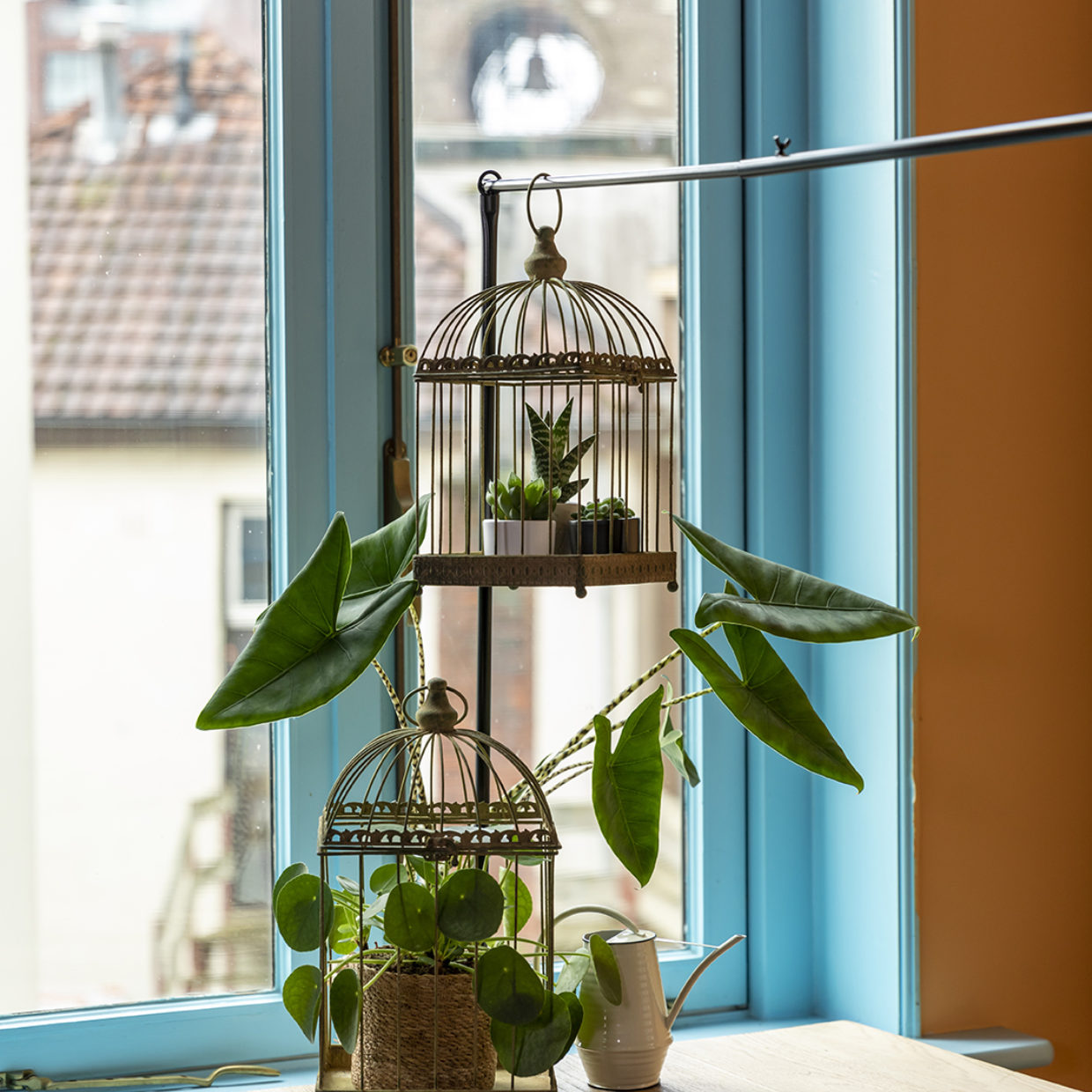 Aged Metal Green Birdcage Small