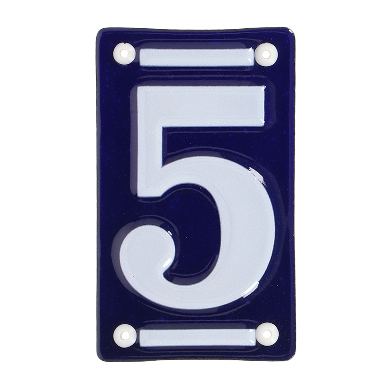 Enamel House Number `5`