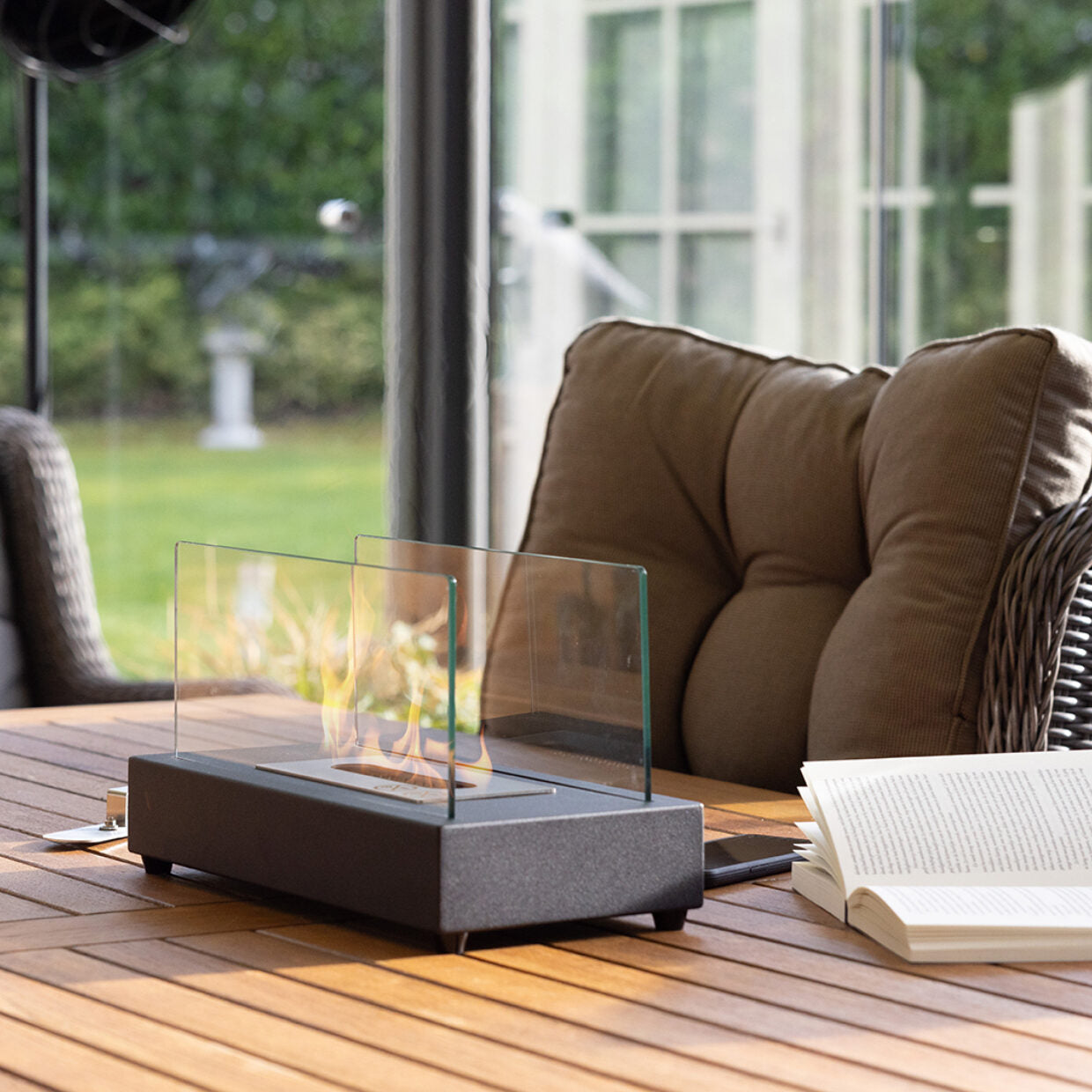 Bioethanol Table Fireplace Rectangular Black