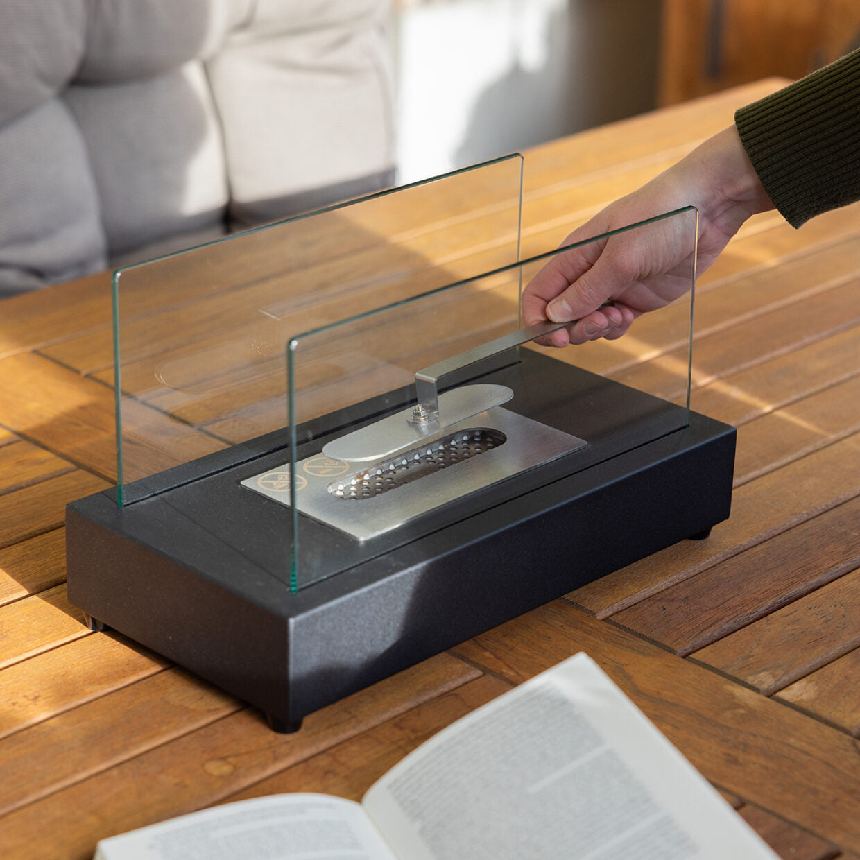 Bioethanol Table Fireplace Rectangular Black