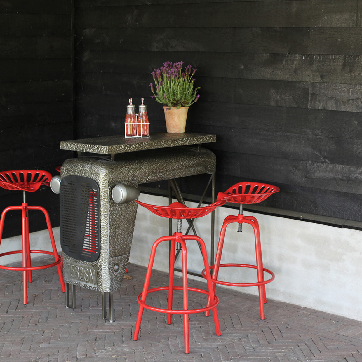 Tractor Style Bar Stool Red