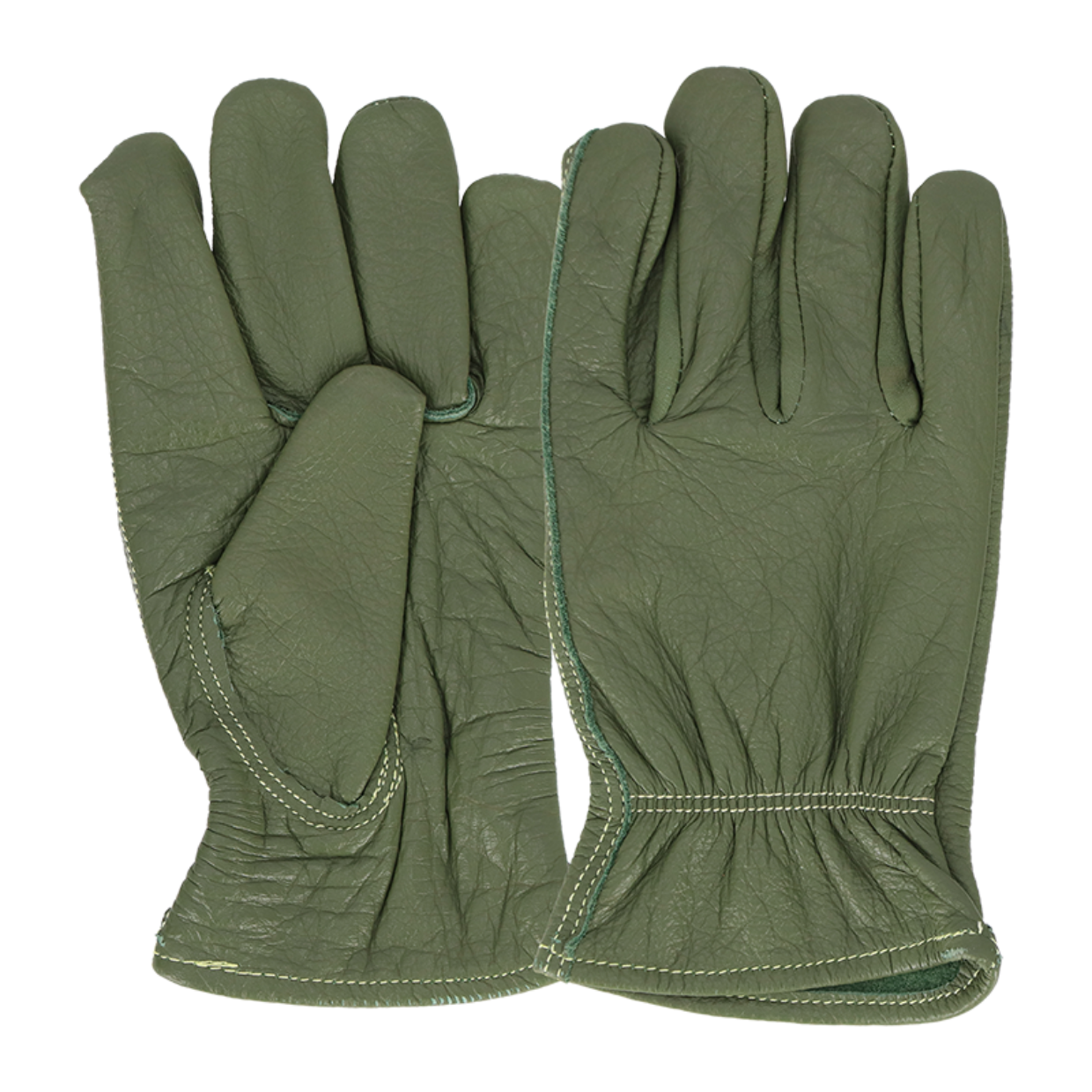 Leather Gardening Gloves Green Medium
