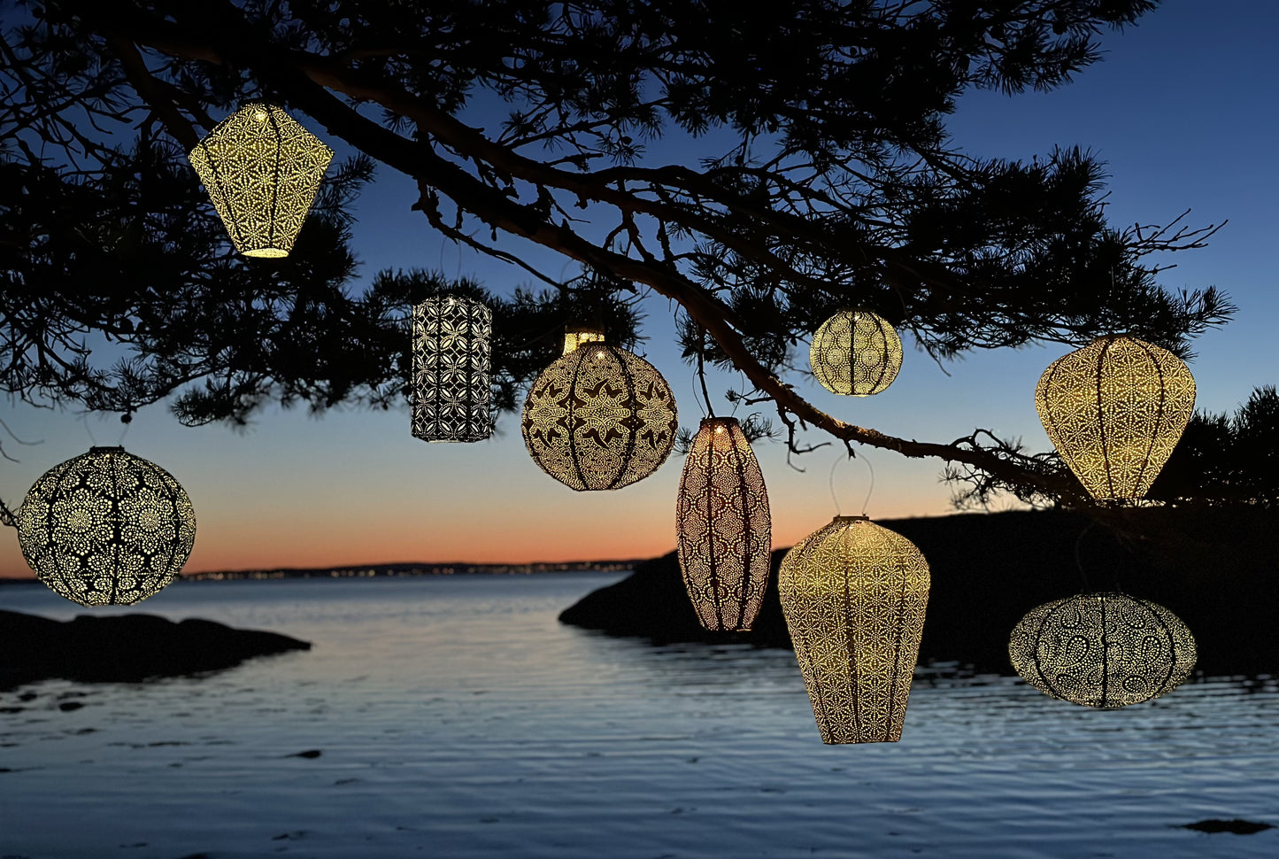 Lantern Round 20cm Silver Topaz