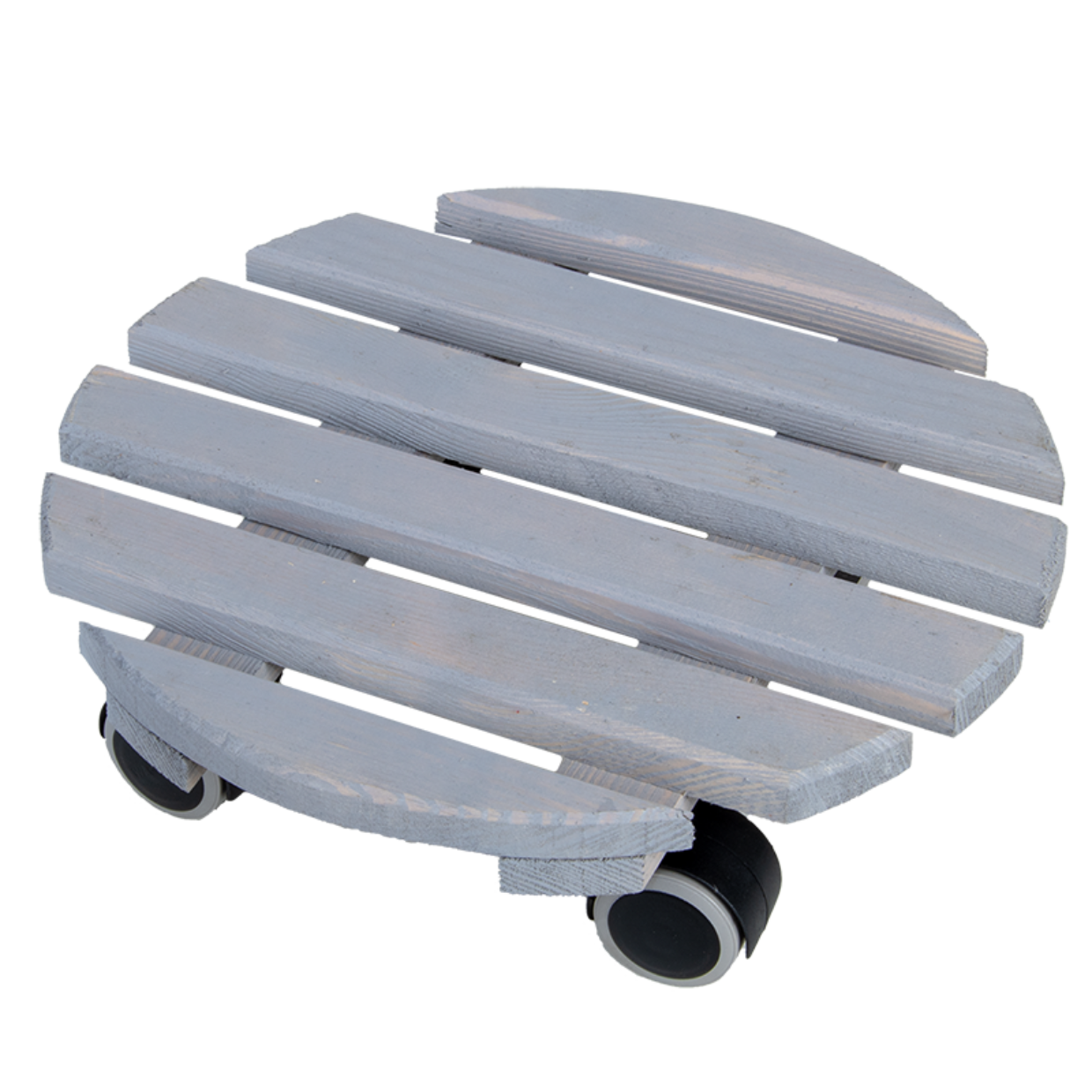 Plant Trolley Wooden Round Grey
