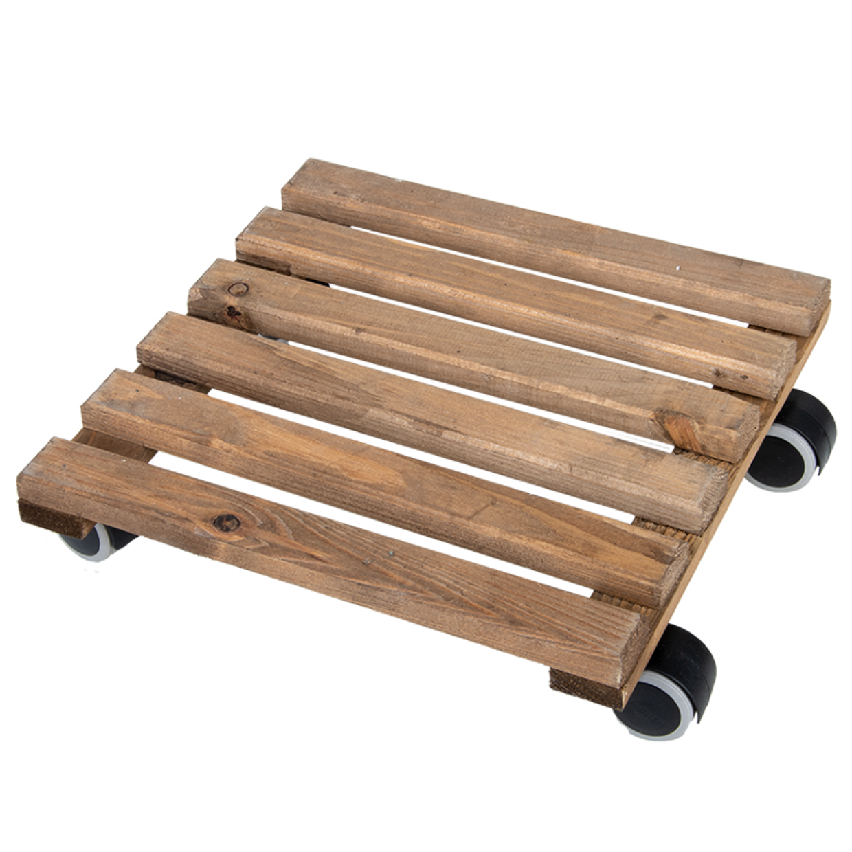 Plant Trolley Wooden Square Brown