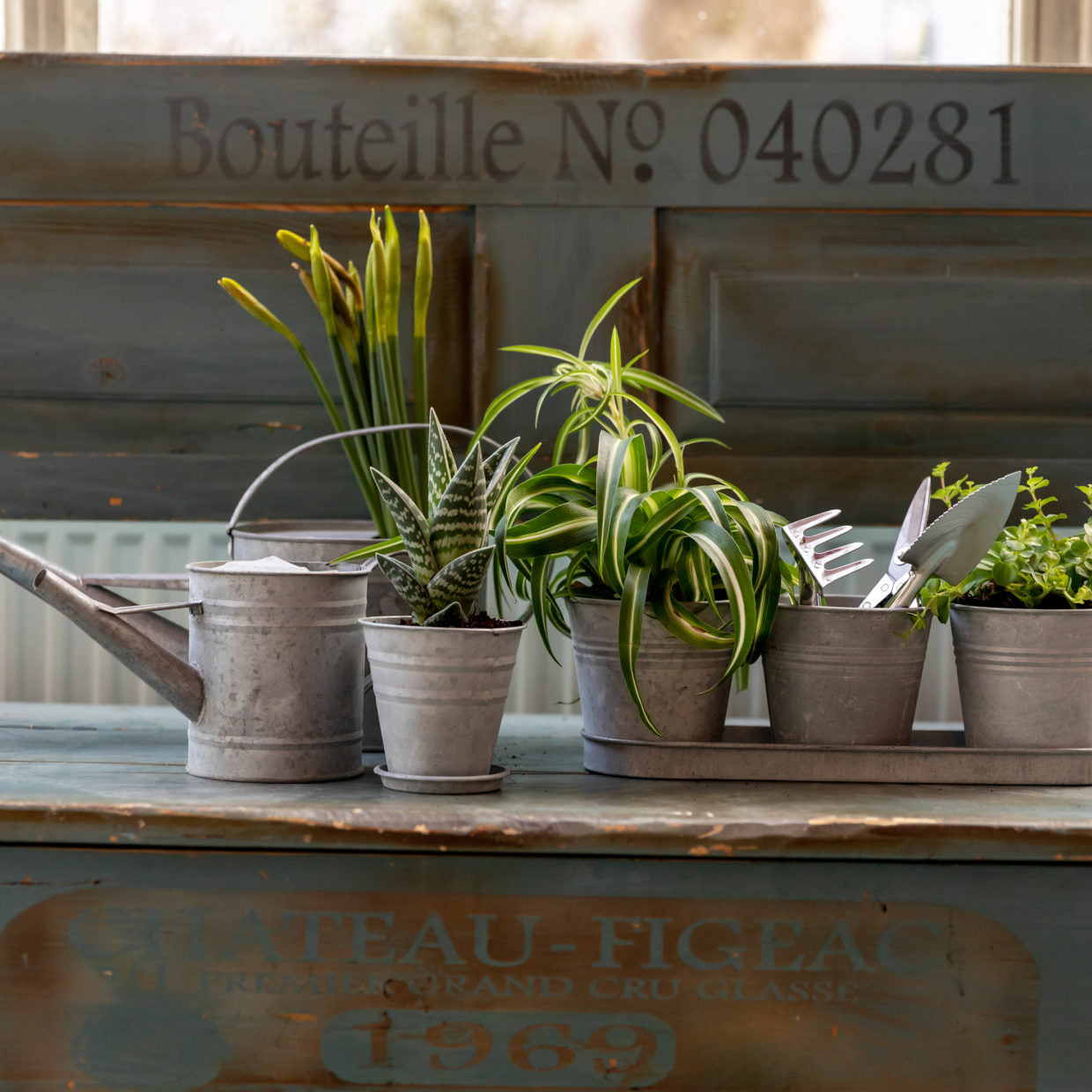 Old Zinc Flower Pot 12cm