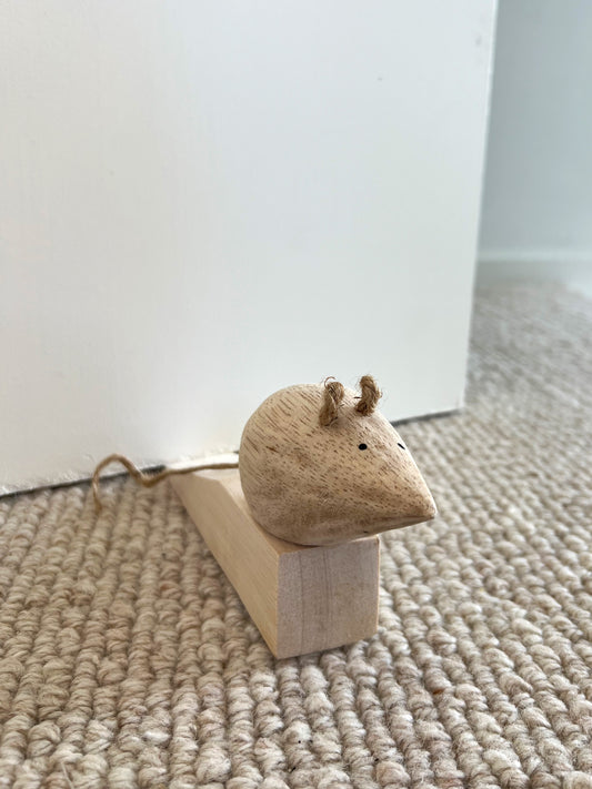 Door Stopper Wedge Mouse Wood