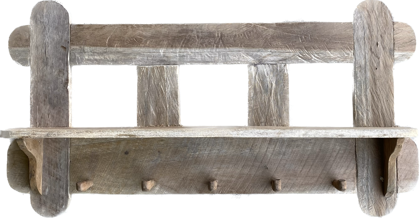 Organic Teak 5 Hook Shelf