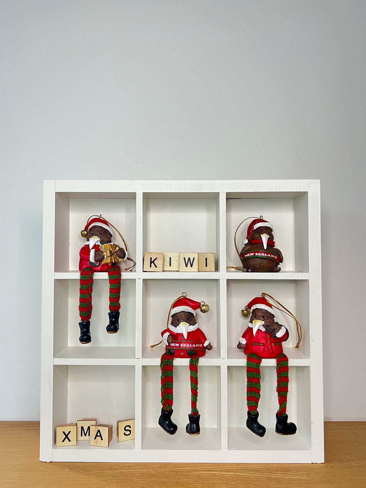 Hanging Xmas Kiwi with Bag Decoration - Dangling Legs