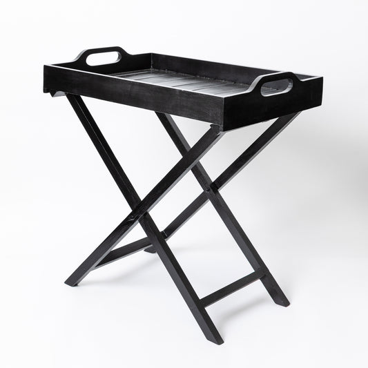 Butlers Tray with Folding Stand Black