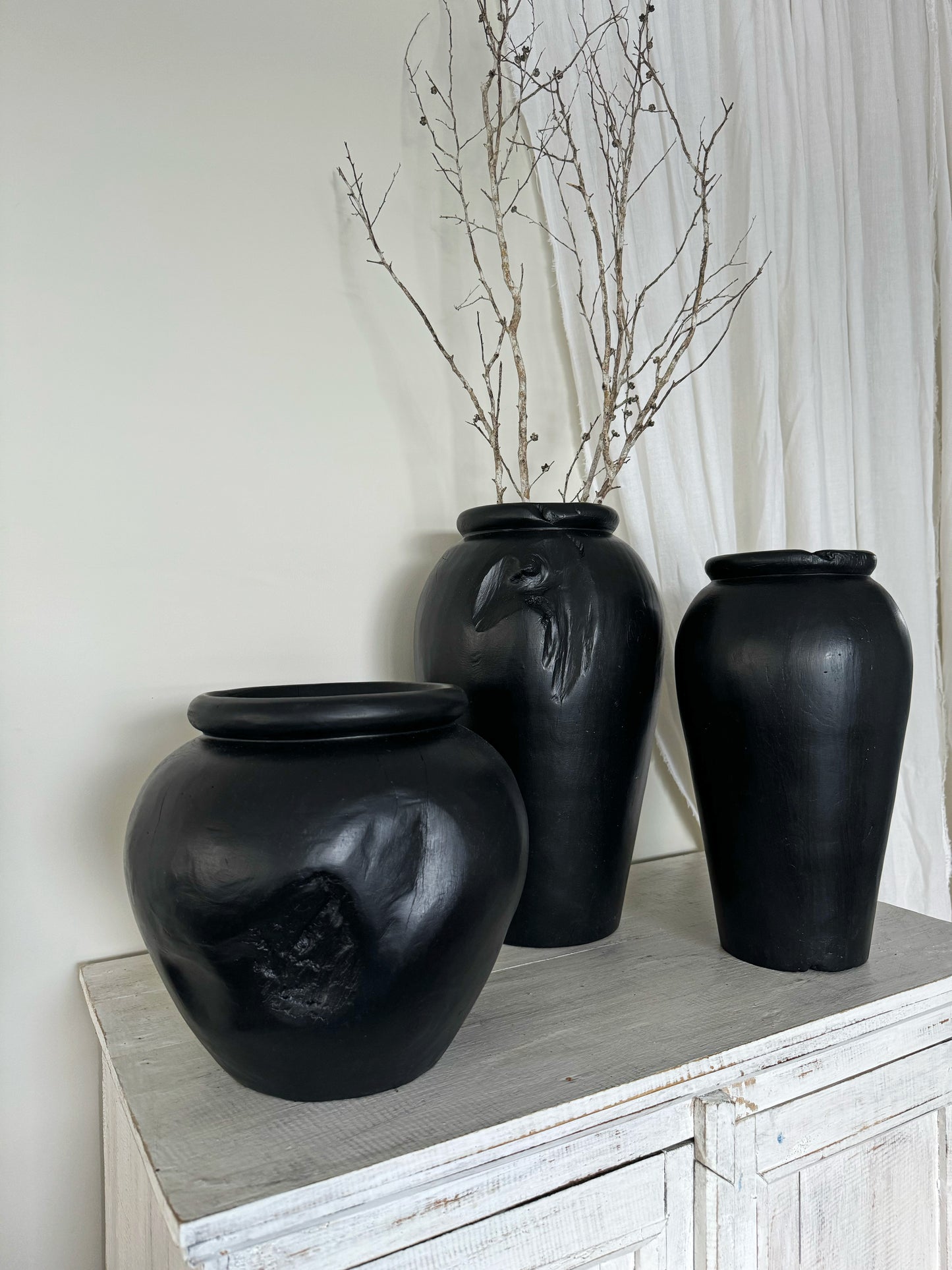 Organic Teak Vase Yakisugi Large