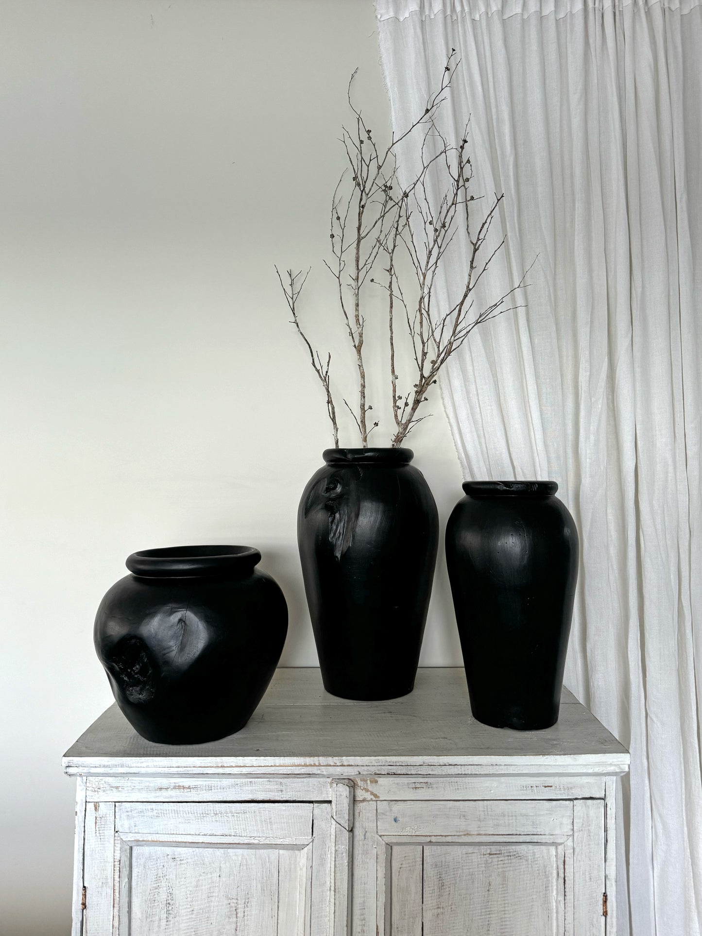 Organic Teak Vase Yakisugi Large