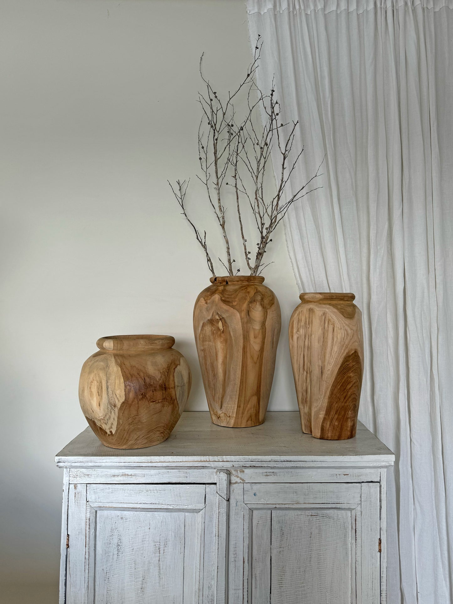 Organic Teak Vase Natural 35cm