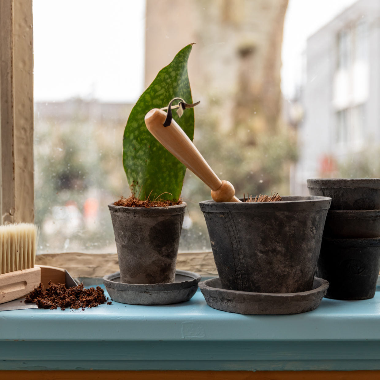 Terracotta Grey Pot Round Medium
