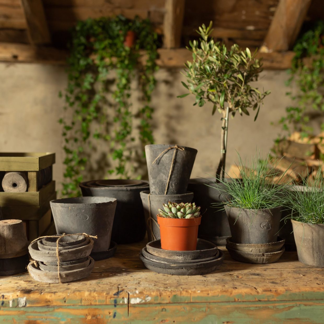 Terracotta Grey Pot Round Medium
