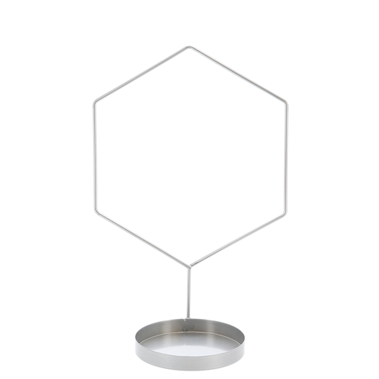 Indoor Plant Support + Saucer Hexagon Silver