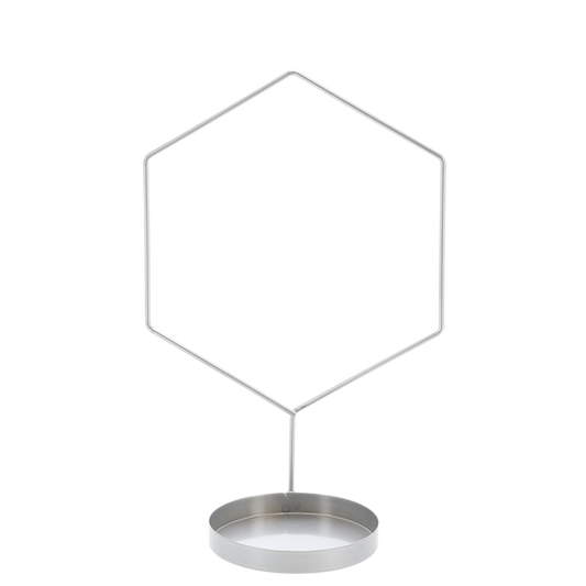 Indoor Plant Support + Saucer Hexagon Silver