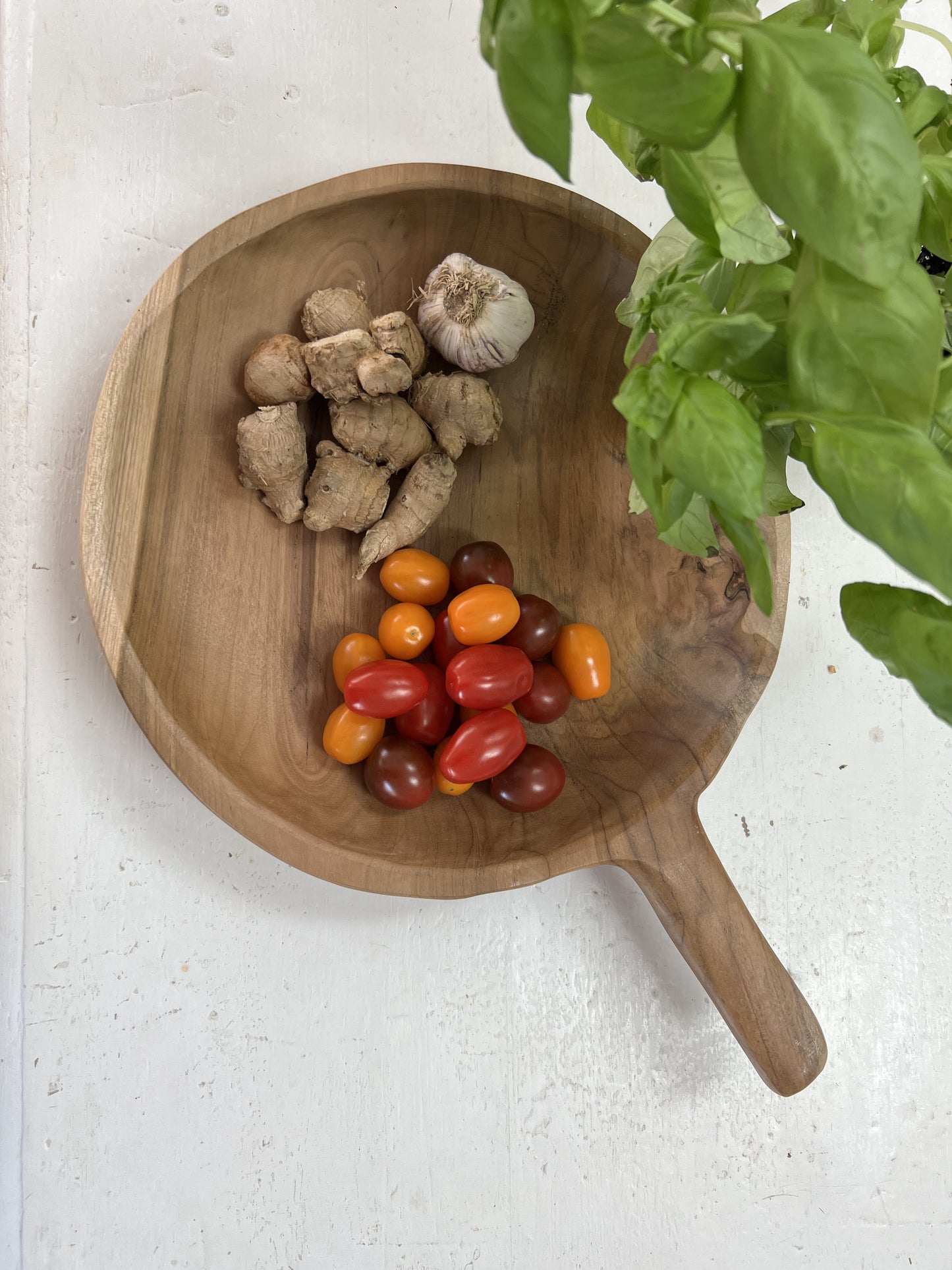 Teak Organic Round Platter with Handle