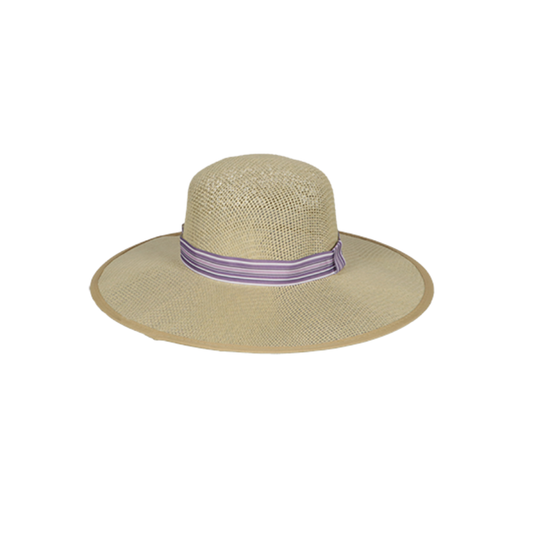 Striped Straw Hat Purple