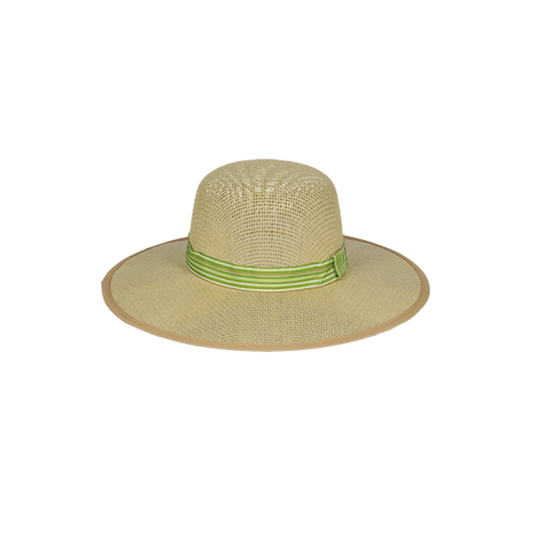 Striped Straw Hat Green
