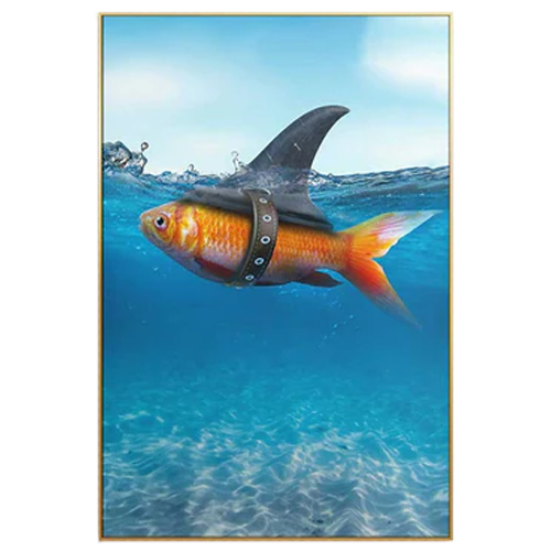 Framed Art Print Canvas Goldfish to Shark