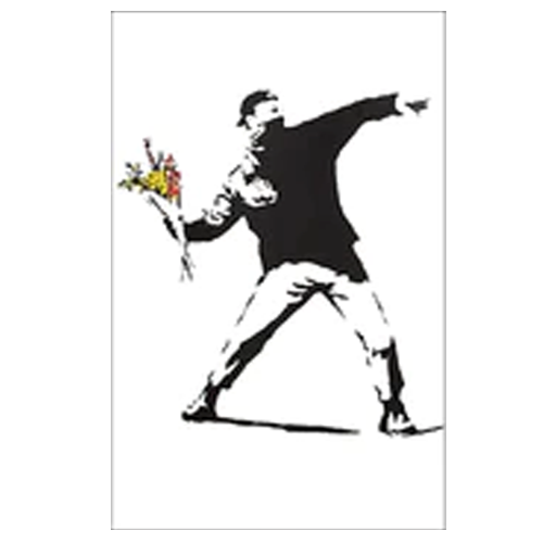 Framed Art Print Canvas Banksy Flower Thrower