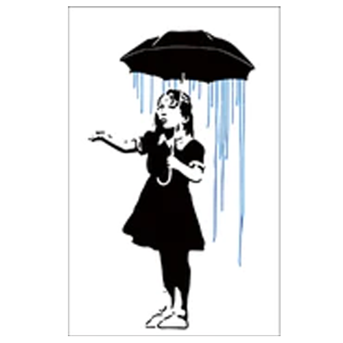 Framed Art Print Canvas Banksy Girl w/ Umbrella