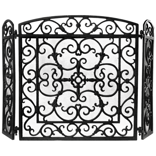 Cast Iron Fireplace Screen Black