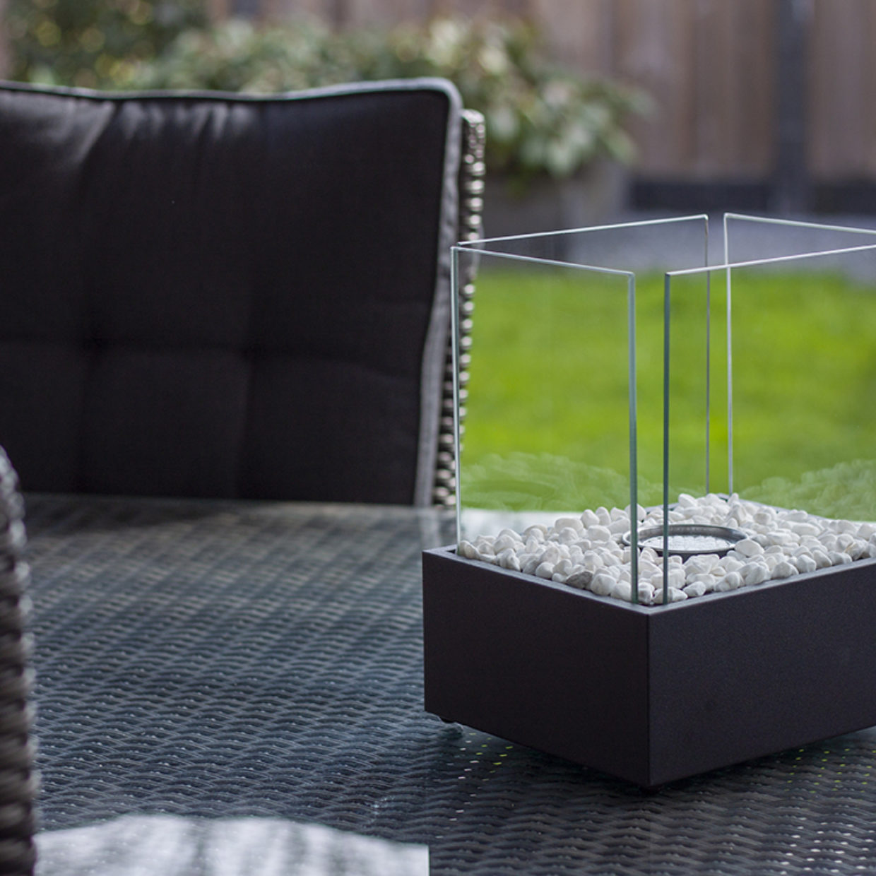 Bioethonal Outdoor Table Fireplace Rectangle Black