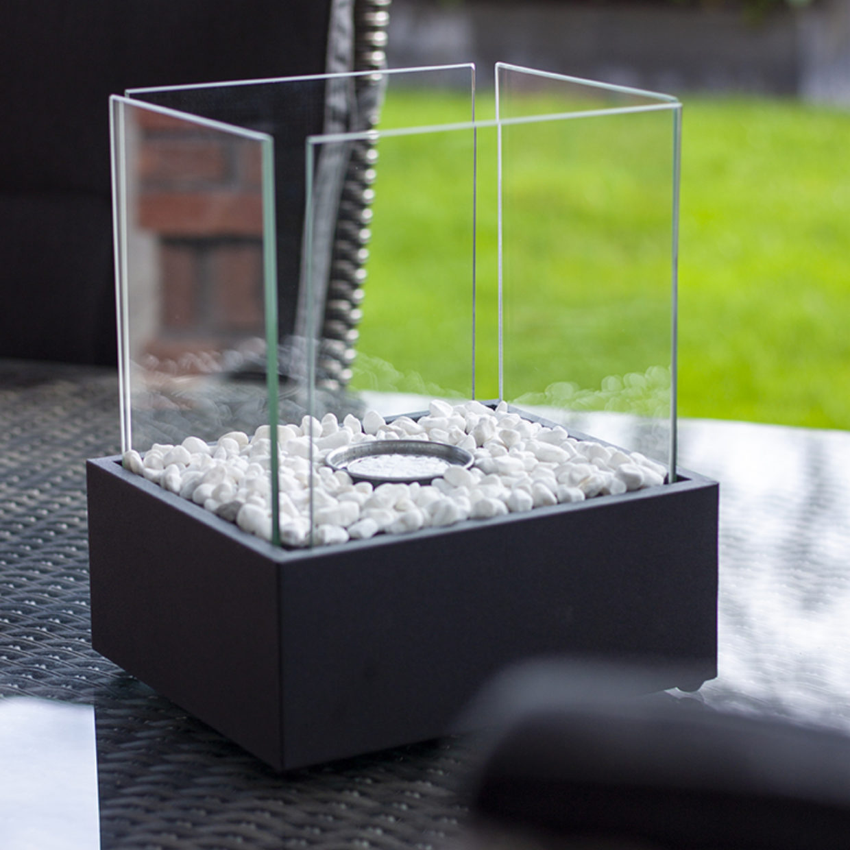 Bioethonal Outdoor Table Fireplace Rectangle Black