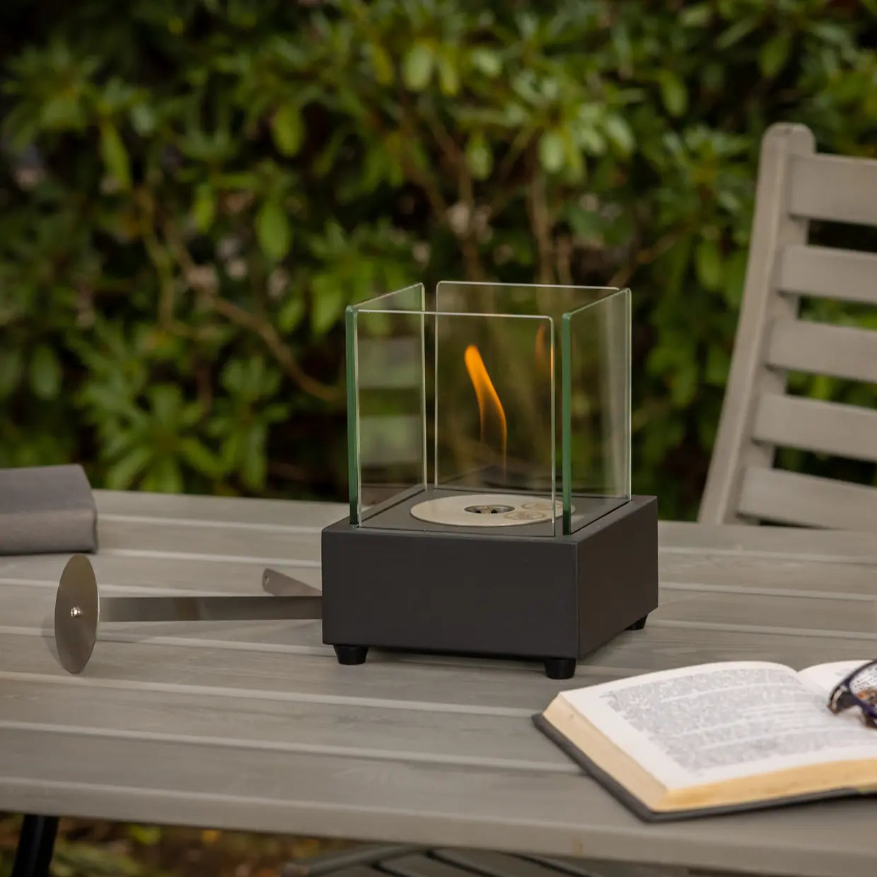 Bioethanol Table Fireplace Square Black