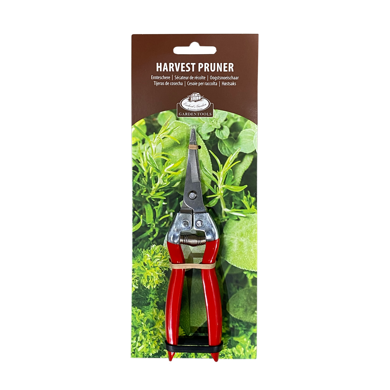 Harvest Pruner Stainless Steel with Red Handle