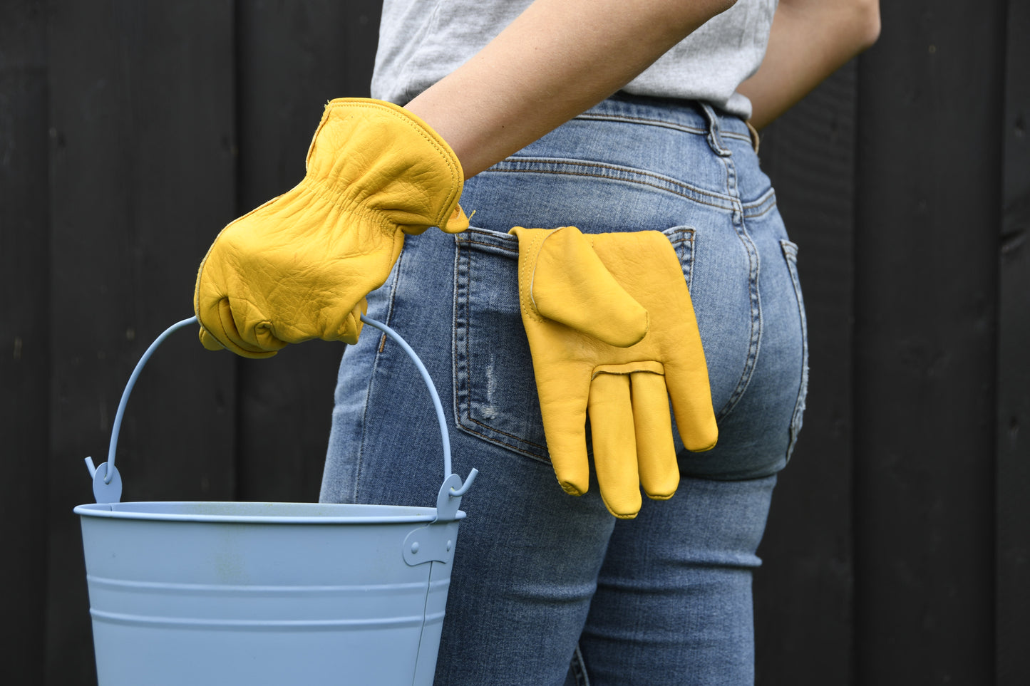Leather Gardening Gloves Yellow Medium