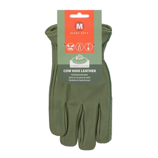 Leather Gardening Gloves Green Medium
