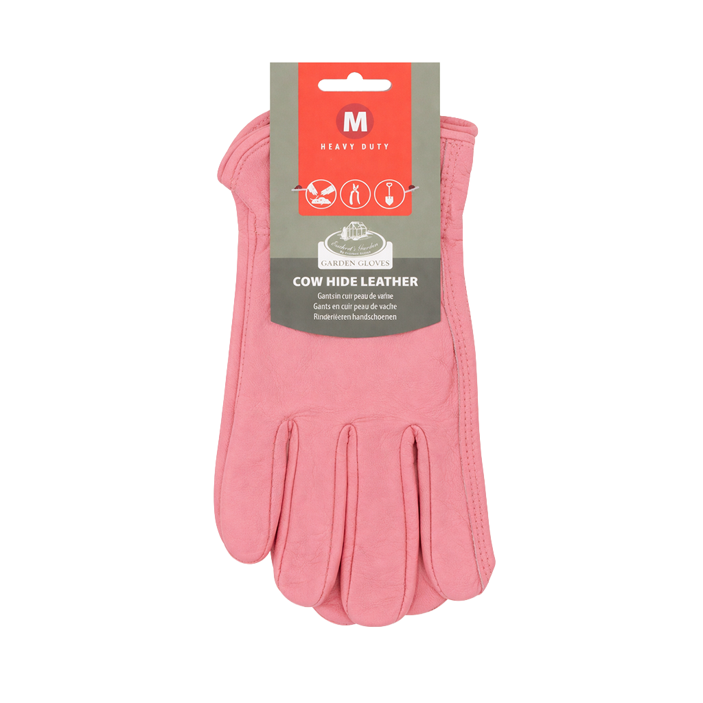 Leather Gardening Gloves Pink Medium
