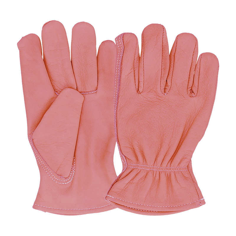 Leather Gardening Gloves Pink Medium