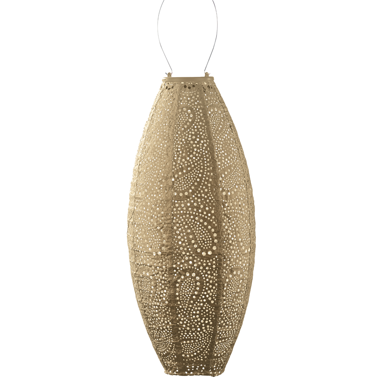 Lumiz Lantern Long Oval 20cm Gold Paisley