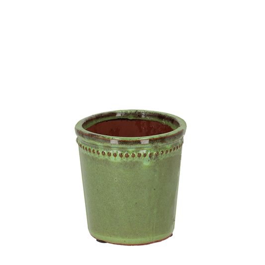 Flower Pot Glazed Green 12cm