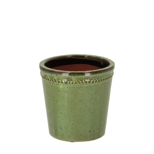 Flower Pot Glazed Green 15cm