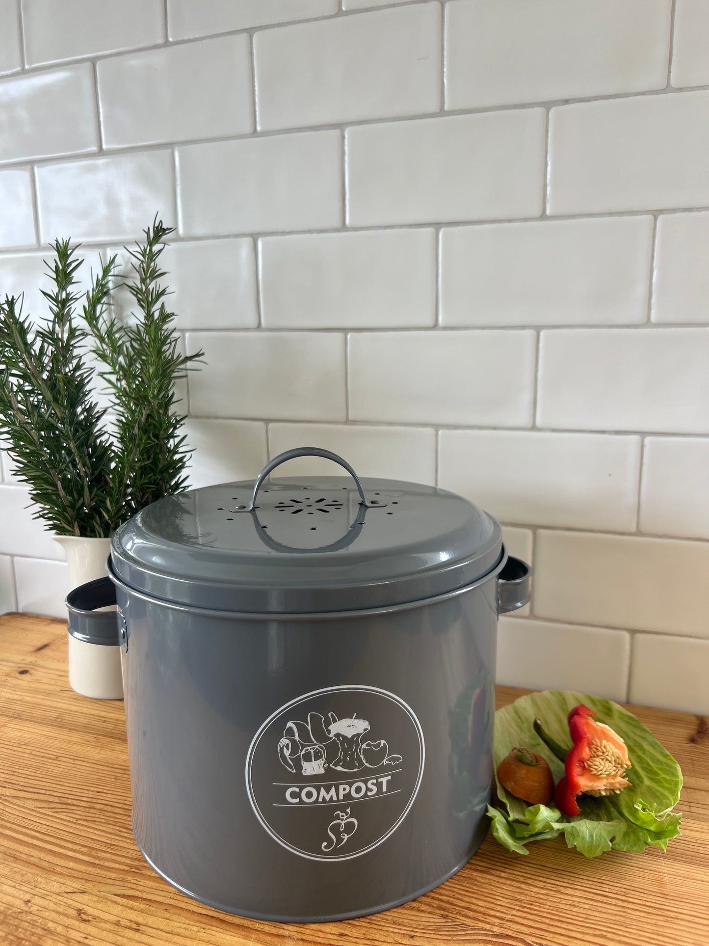 Kitchen Tin Composter Charcoal