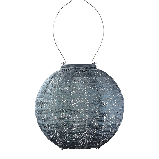 Lantern Round 20cm Grey Blue Folia
