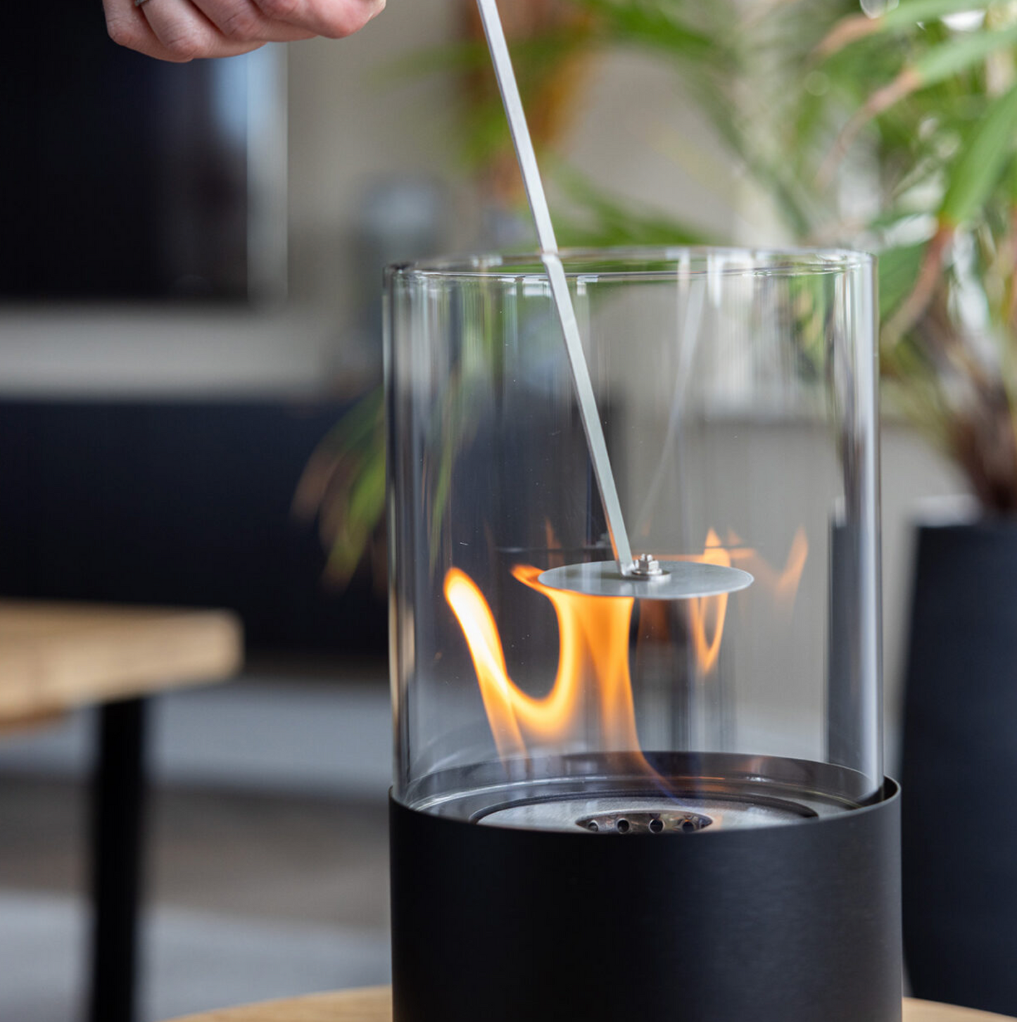 Bioethanol Table Fireplace Round Black