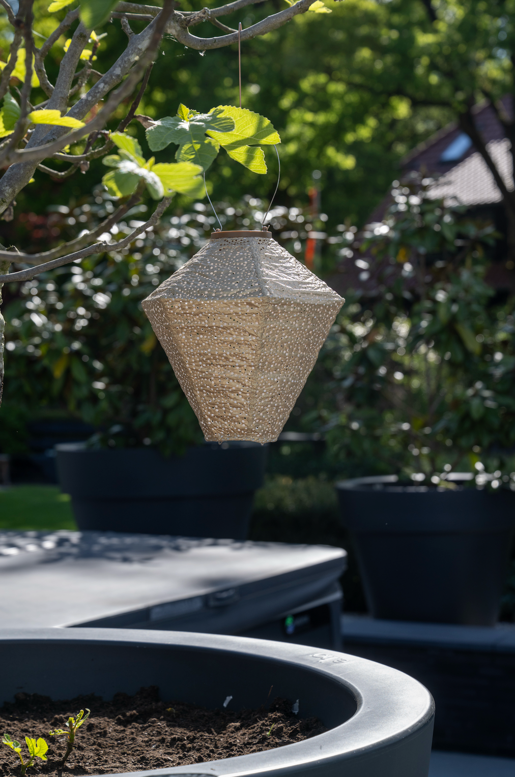 Lumiz Lantern Diamond 28cm Gold Sashiko