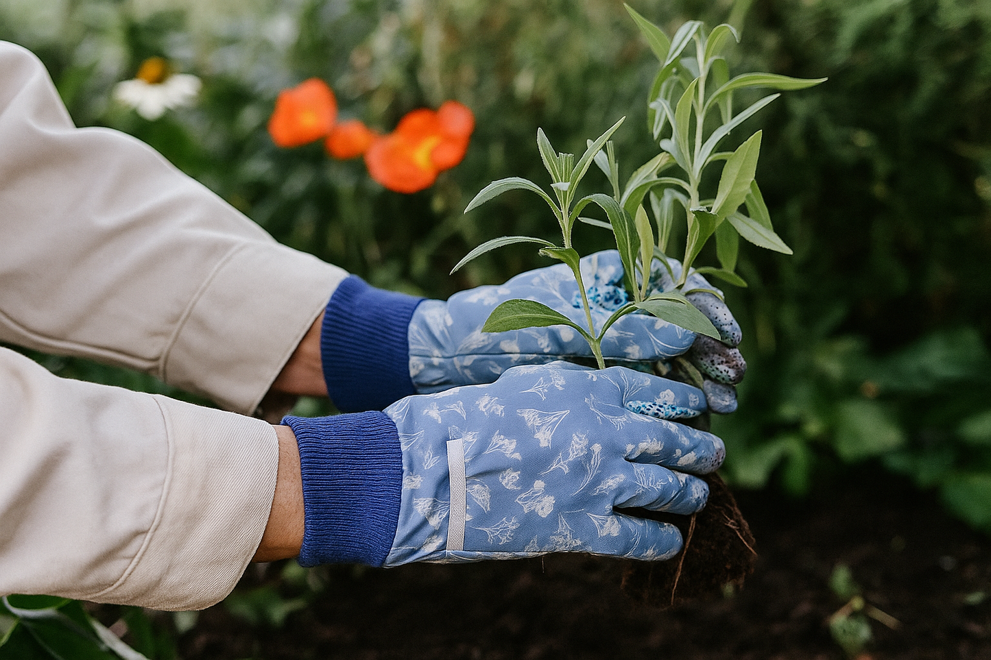 Wild Flower Garden Gloves Blue