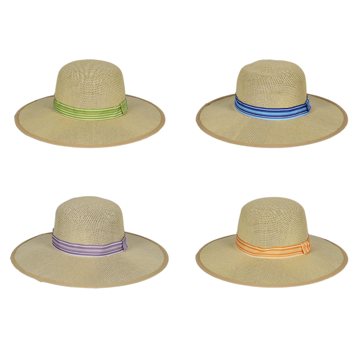 Striped Straw Hat Green