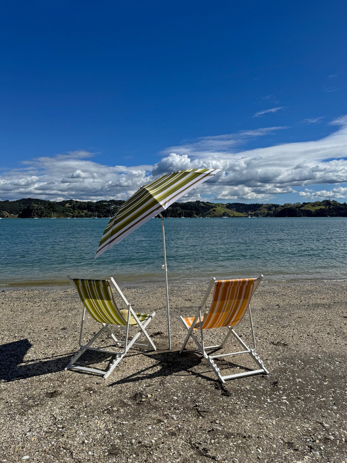 Striped Parasol Umbrella Green 180x120cm