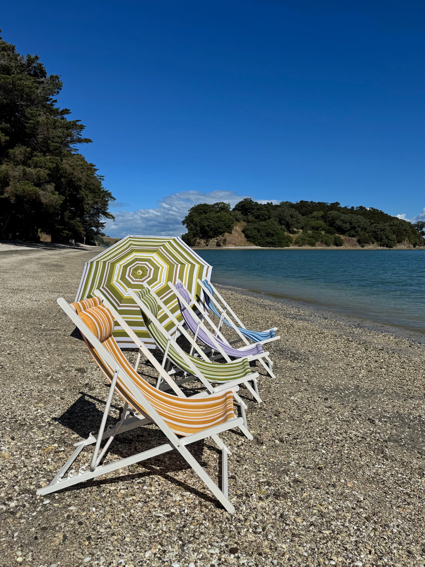 Striped Parasol Umbrella Green 180x120cm