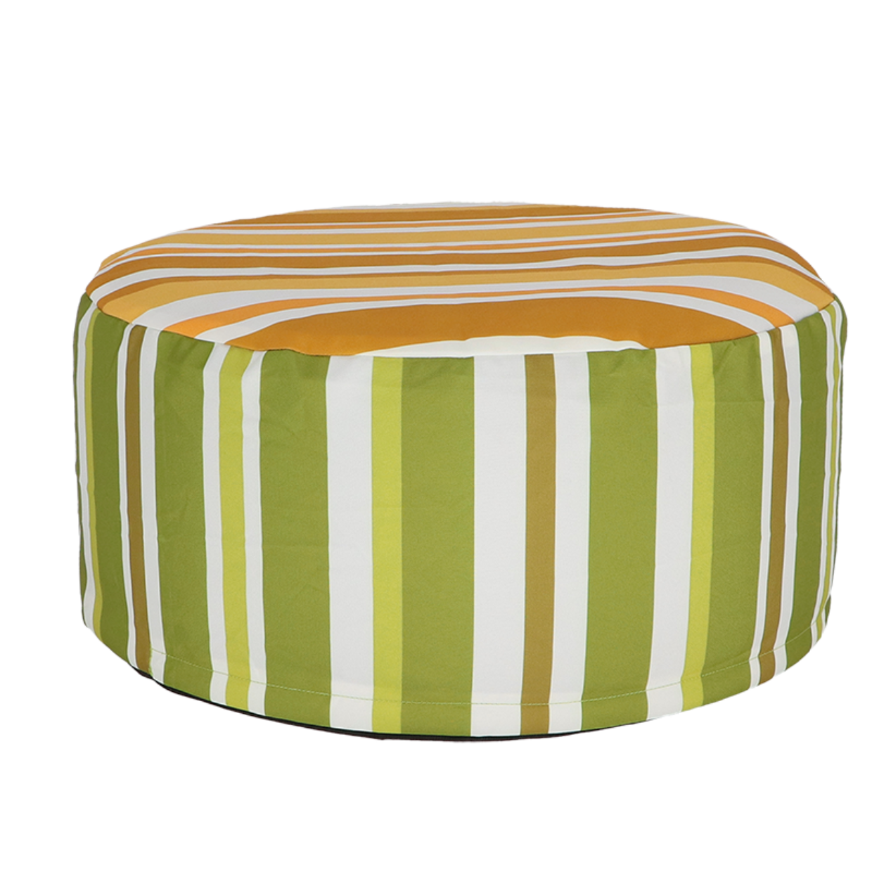 Striped Outdoor Pouffe Green 54x27cm