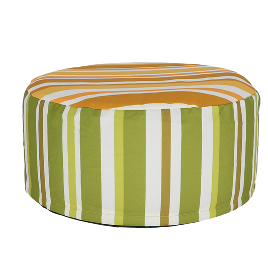 Striped Outdoor Pouffe Green 54x27cm