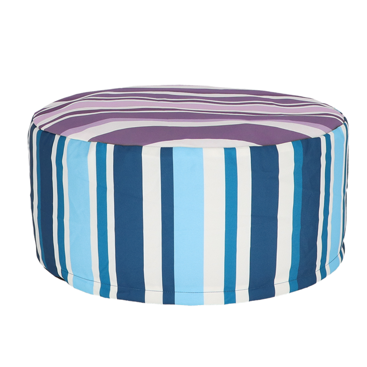 Striped Outdoor Pouffe Blue 54x27cm